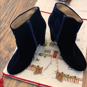 Beautiful Blue Velvet Booties